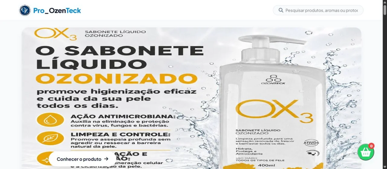 Site Ozonteck com loja e catálogo de produtos