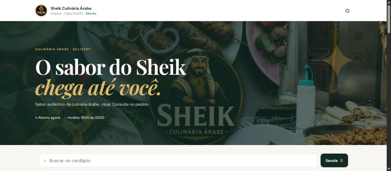 Prévia do cardápio digital Sheik